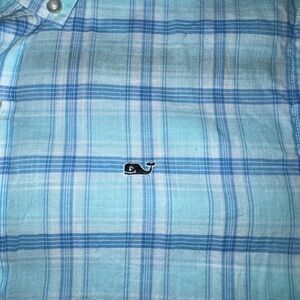Vineyard Vines Light Blue Plaid Button Down Shirt Size YL